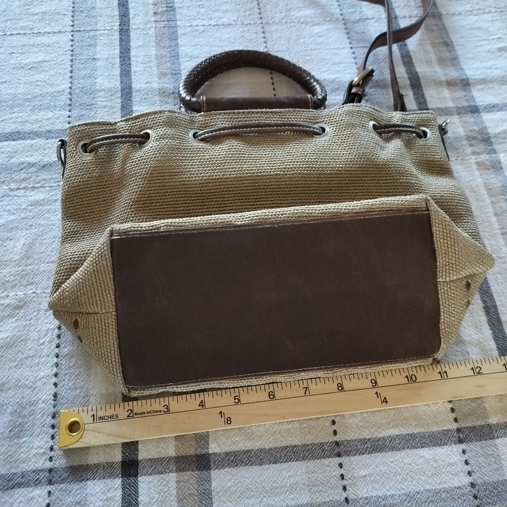 Relic by Fossil drawstring‎ bucket bag Brown/Tan Cottagecore Vintage Boho Casual - Picture 7 of 9